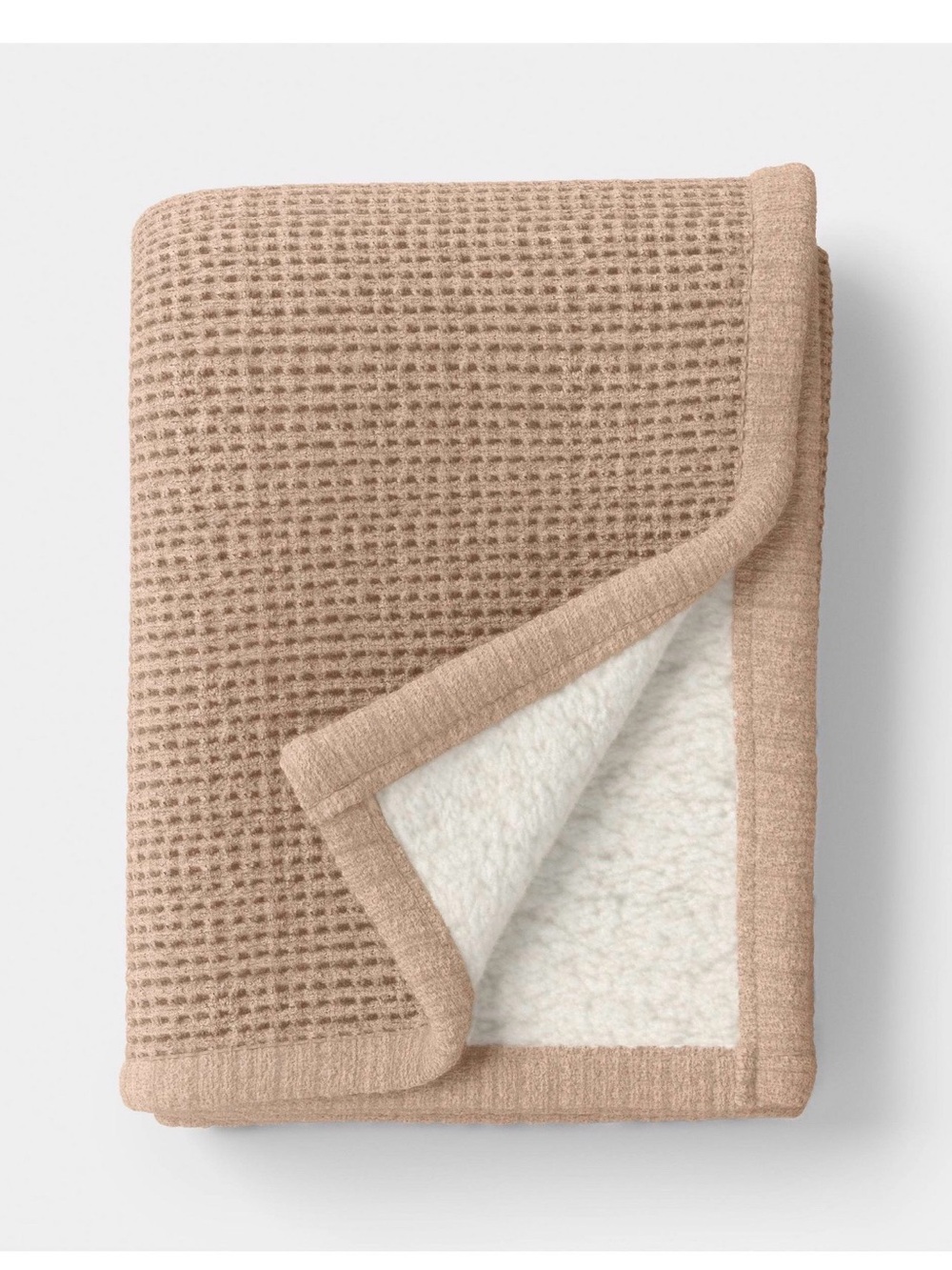 Threshold Chenille Knit Throw Blanket w/ Faux Shearling Reverse- Tan